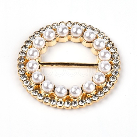 Flat Round Alloy Rhinestone Buckles PALLOY-WH0086-37-1