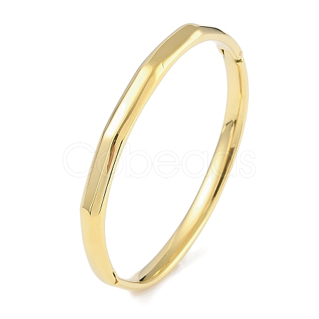 304 Stainless Steel Faceted Ring Hinged Bangles for Women BJEW-C071-16G-1