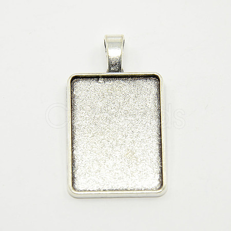 Tibetan Style Alloy Rectangle Pendant Cabochon Settings X-TIBEP-M021-A-05AS-RS-1