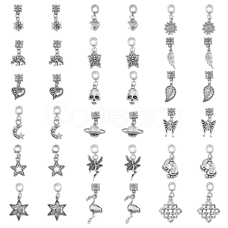 SUPERFINDINGS 72pcs 18 styles Alloy European Dangle Charms FIND-FH0008-45-1