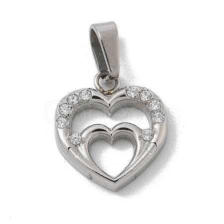 304 Stainless Steel Micro Pave Cubic Zirconia Pendants STAS-Z107-04P-02-1