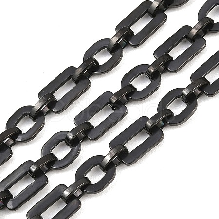 201 Stainless Steel Oval with Rectangle Link Chains CHS-F024-01A-EB-1