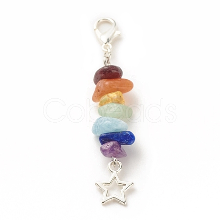 Chakra Theme Natural Gemstone Pendant Decorations HJEW-JM00645-03-1