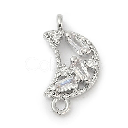 Brass Clear Cubic Zirconia Connector Charms KK-Z094-03P-01-1