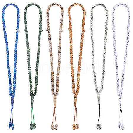 6Pcs 6 Colors Muslim Acrylic Round Prayer Beads Bracelets BJEW-PH0004-55-1