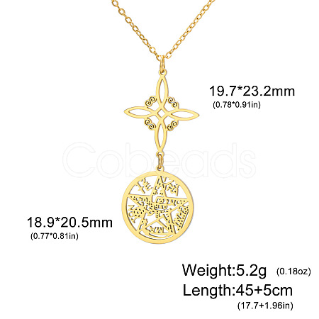 Witch Knot 304 Stainless Steel Hollow Pendant Necklaces for Women FS-WGCB0A9-12-1