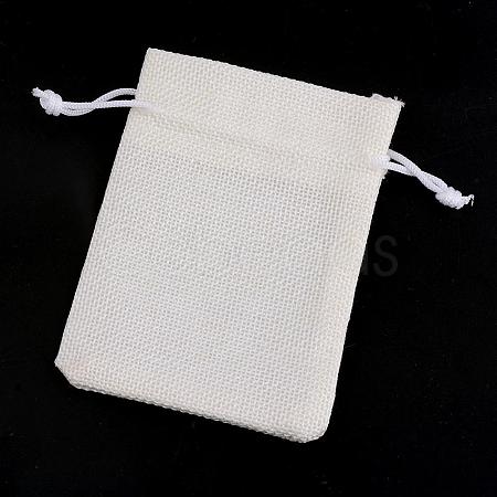Polyester Imitation Burlap Packing Pouches Drawstring Bags ABAG-R005-9x7-21-1