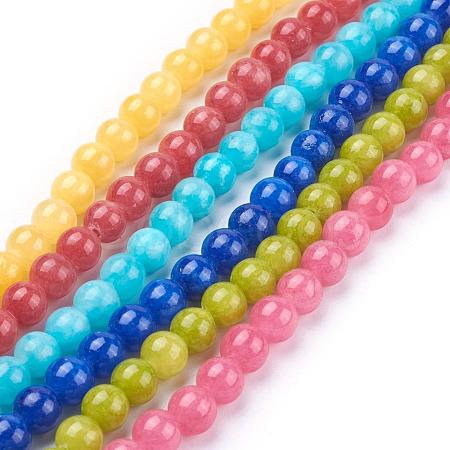 Natural Yellow Jade Beads Strands G-G598-6mm-YXS-1