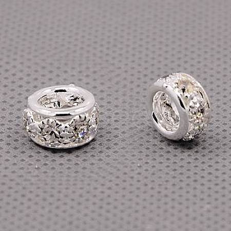 Brass Rhinestone European Beads RB-A050-H5mm-01S-1