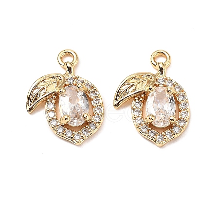 Brass Micro Pave Clear Cubic Zirconia Pendants KK-A259-21G-1