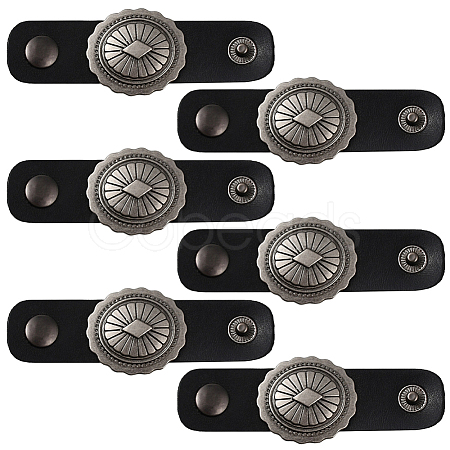6Pcs Alloy with Imitation Leather Scarf Clips AJEW-CL0004-82A-1
