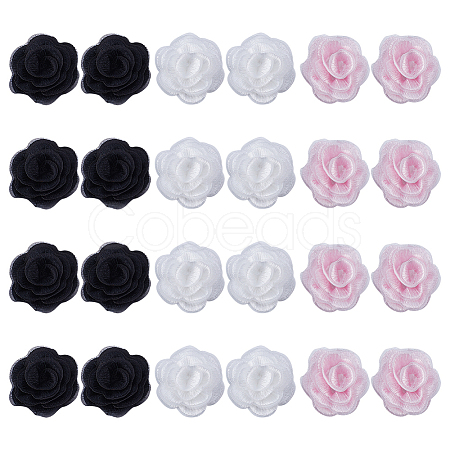 30Pcs 3 Styles 3D Rose Flower Polyester Computerized Embroidered Ornament Accessories FIND-GF0006-03A-1