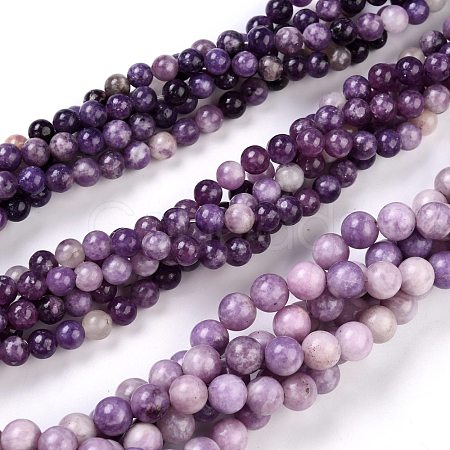 Natural Lepidolite/Purple Mica Stone Beads Strands X-G-K415-8mm-1