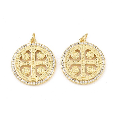 Brass Micro Pave Cubic Zirconia Pendants KK-E091-08G-1