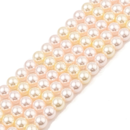 Baking Painted Pearlized Glass Pearl Round Bead Strands PEAR-H019-02C-07-1