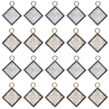 40Pcs 2 Colors Alloy Rhinestone Pendants FIND-SC0020-26-1