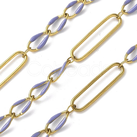 304 Stainless Steel Enamel Figaro Chains CHS-U003-02G-15-1