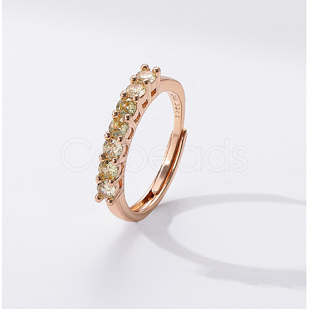 Flat Round Brass Micro Pave Cubic Zirconia Finger Rings FS-WG80990-03-1