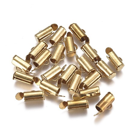 Brass Slide On End Clasp Tubes KK-TAC0003-04C-G-1