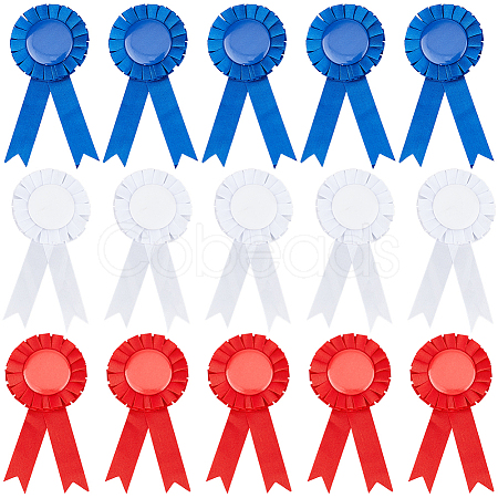 24Pcs 3 Colors Award Ribbon Shape Tinplate Badge Pins JEWB-CP0001-28-1