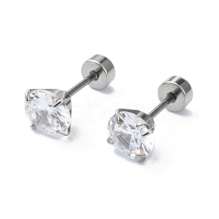 304 Stainless Steel Crystal Rhinestone Ear False Plugs STAS-C089-04D-P-1