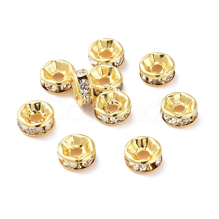 Brass Crystal Rhinestone Spacer Beads KK-G418-14G-B-1