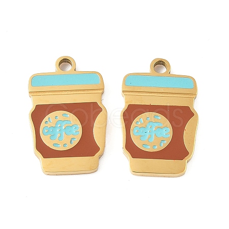 304 Stainless Steel Enamel Charms STAS-R168-01B-G-1