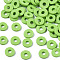 Handmade Polymer Clay Beads, Disc/Flat Round, Heishi Beads, Light Green, 6x1mm, Hole: 2mm, about 23500pcs/1000g