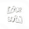 Spray Painted 201 Stainless Steel Charms, Word Love Charm, White, 12x6.5x1mm, Hole: 1.4mm