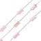 Shell Pearl Beads,Dyed with 304 Stainless Steel Chains, Soldered, with Spool, Pink, 8x4mm