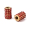 Ion Plating(IP) 304 Stainless Steel Beads, with Rhinestone, Column, Golden, Ruby, 11x7mm, Hole: 3mm