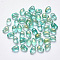 Transparent Spray Painted Glass Charms, with Glitter Powder, Teardrop, Aquamarine, 9x6x6mm, Hole: 1mm