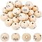 SUPERFINDINGS 30Pcs Printed Natural Wood European Beads, Undyed, Large Hole Beads, Round with Expression Pattern, Navajo White, 30x27.5mm, Hole: 6mm