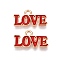 Valentine's Day Theme Alloy Enamel Pendants, Lead Free & Cadmium Free, Golden, Word Love Charm, Red, 9.5x17.5x1mm, Hole: 1.8mm