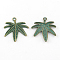 Zinc Alloy Pendants, Cadmium Free & Lead Free, Pot Leaf/Hemp Leaf Shape, Weed Charms, Antique Bronze & Green Patina, 38x32x2mm, Hole: 3mm