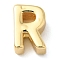 Rack Plating Brass Slide Charms, for Personalized Name Necklaces Making, Cadmium Free & Lead Free, Real 18K Gold Plated, Letter, Letter R, 7.5x5x3.5mm, Hole: 1.2mm