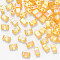 2-Hole Baking Painted Transparent Glass Seed Beads, AB Color Plated, Rectangle, Gold, 4.5~5.5x2x2~2.5mm, Hole: 0.5~0.8mm, about 2000pcs/bag