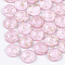 Resin Cabochons, with Glitter Powder and Gold Foil, Half Round, Pink, 12x5.5mm