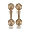 304 Stainless Steel Ball Stud Earrings, Textured, Barbell Cartilage Earrings, Golden, 11.7x3mm, Pin: 0.7mm, 12pairs/set