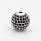 CZ Brass Micro Pave Grade AAA Black Color Cubic Zirconia Round Beads, Cadmium Free & Nickel Free & Lead Free, Platinum, 6mm, Hole: 1.5mm