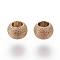 Ion Plating(IP) 304 Stainless Steel Textured Spacer Beads, Round, Rose Gold, 4x3mm, Hole: 1.8mm