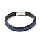 Cowhide Braided Flat Cord Bracelet with 304 Stainless Steel Magnetic Clasps, Gothic Jewelry for Men Women, Royal Blue, 9-5/8 inch(24.5cm)