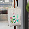 DIY Flower Pattern Tote Bag Embroidery Kit, including Embroidery Needles & Thread, Cotton Fabric, Plastic Embroidery Hoop, White, 390x340mm