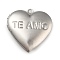 Non-Tarnish 304 Stainless Steel Locket Pendants, Photo Frame Charms for Necklaces, Heart Charm, Stainless Steel Color, Word Te Amo, 29x29x7.5mm, Hole: 2mm