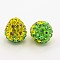 Clay Polymer Rhinestone Beads, Pave Disco Ball Beads, Grade A, Strawberry, Yellow, 14x13mm, Hole: 1mm