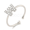 Rack Plating Brass Open Cuff Rings for Women RJEW-F162-02P-W-1