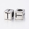 304 Stainless Steel Large Hole Letter European Beads STAS-H428-01AS-T-2