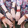 5Pcs 5 Style Wood & Glass Seed & Acrylic Beaded Stretch Bracelets Set with Baseball JB709E-6