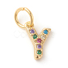 Brass Micro Pave Colorful Cubic Zirconia Charms ZIRC-F092-01-Y-1