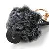 Cute Cat PU Leather & Imitate Rex Rabbit Fur Ball Keychain KEYC-C005-01F-3